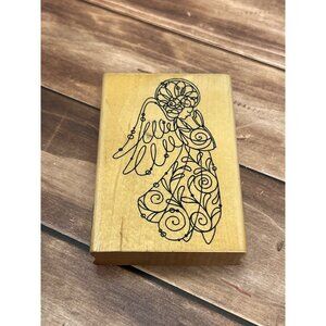 2002 STAMPENDOUS P097 ANGELICA ANGEL WOOD MOUNTED RUBBER STAMP ELEGANT